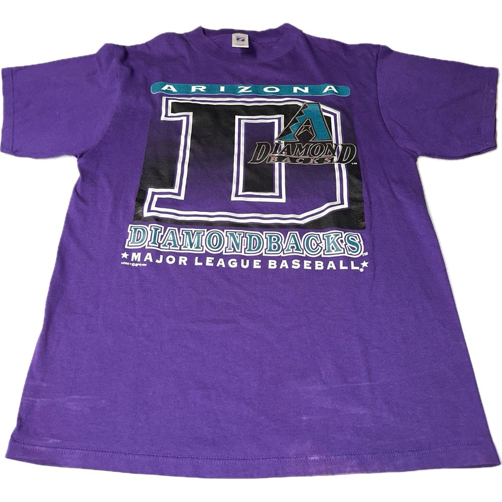 Vintage 90's Arizona Diamondbacks Logo 7 T-Shirt Men's L Purple Baseball MLB Tee